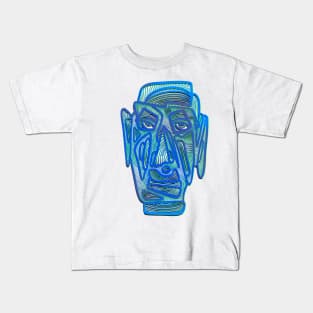 Abstract Face #8 - blue version Kids T-Shirt